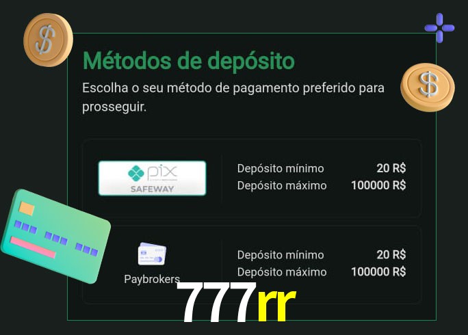 O cassino 777rr oferece uma grande variedade de métodos de pagamento